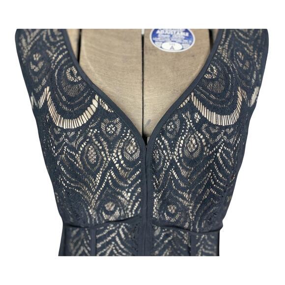 NANETTE LEPORE Black Lace Sleeveless Dress Womens Size (8)Midi Coquette Cocktail - Picture 2 of 7